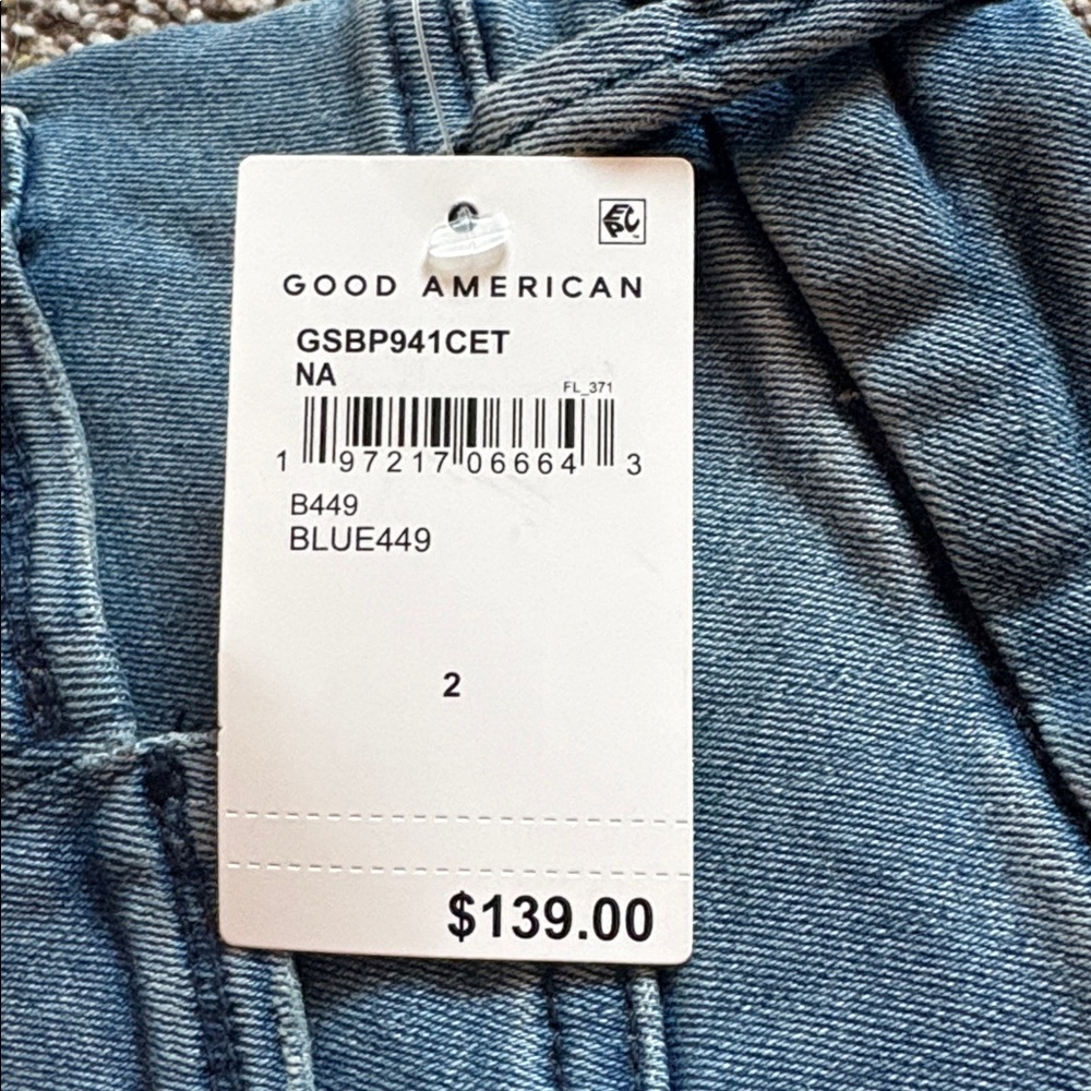 Good American Good Legs Straight Fit Mid Rise Raw Hem 27.5” Inseam Size 2/26 NWT - Picture 9 of 9